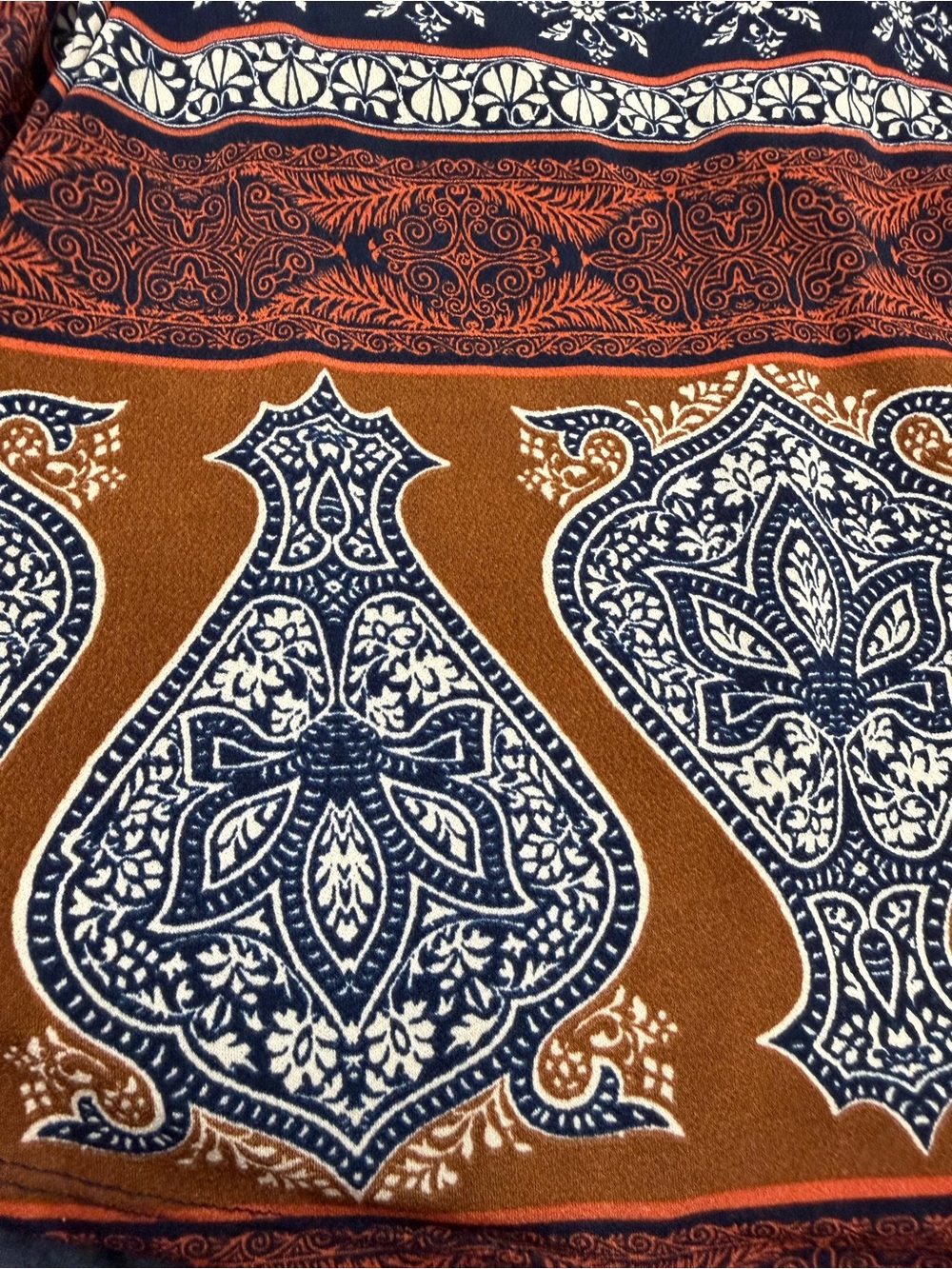 Xhilaration Navy Floral & Paisley Halter Mini Dress with Rust Border - Picture 8 of 8